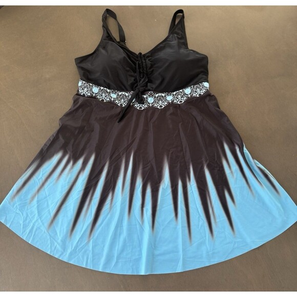 Women's Two-Piece Tankini swimsuit Tummy Control Swim Dress with Boy shorts 22W - Picture 8 of 16